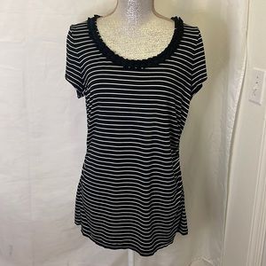 Black and white striped White House Black Market blouse